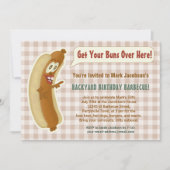 ユーモアたっぷりのホットドッグ バーベキュー 誕生日パーティー プルーフﾞンジョーク 招待状 (正面)