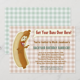 ユーモアたっぷりのホットドッグ バーベキュー 誕生日パーティー プルーブンジョーク 招待状