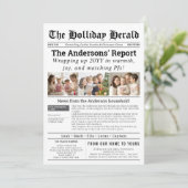 ユーモアたっぷりのホリデーニュースペーパーカード ファミリー 3 フォト ニュース シーズンカード (スタンド正面)