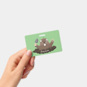 ユーモアたっぷりのポケットゴファーの掘るイラスト バッジ (手持ち)