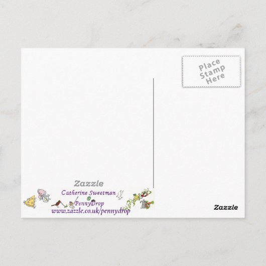 ユーモアたっぷりのヤギの絵 - 不思議な漫画の農場動物アート ポストカード (裏面)