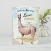 ユーモアたっぷりのラマの結婚式延期のお知らせ 招待状 (スタンド正面)