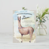 ユーモアたっぷりのラマの結婚式延期のお知らせ 水彩画 招待状 (スタンド正面)