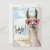 ユーモアたっぷりのラマの結婚式延期のお知らせ 水彩画 招待状 (裏面)