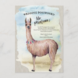 ユーモアたっぷりのラマの結婚式延期のお知らせ 水彩画 招待状