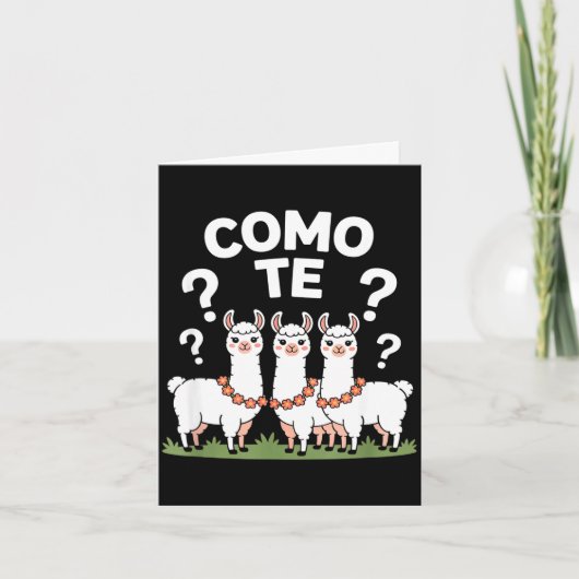 ユーモアたっぷりのラマ フラワー ガーランド como te ? F カード (正面)