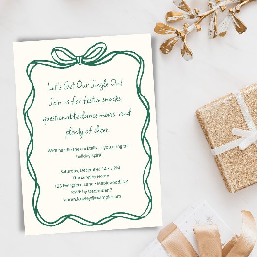 ユーモアたっぷりのリボン飾りクリスマスパーティー シーズンカード