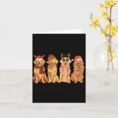 ユーモアたっぷりのレトロなサンタのゴールデンレトリバーのクリスマス カード (黄色い花)