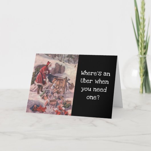 ユーモアたっぷりのレトロなサンタ ホリデー カード (正面)