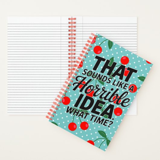 ユーモアたっぷりのレトロなチェリーのひどいアイデア名言 ノートブック (内側)
