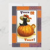 ユーモアたっぷりのレトロな子供用ハロウィンパーティー招待状 招待状 (正面)