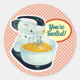 ユーモアたっぷりのレトロ家電 ブライダルシャワーステッカー ラウンドシール