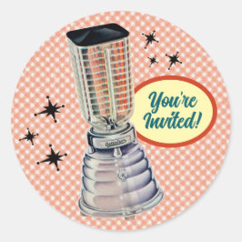 ユーモアたっぷりのレトロ家電 ブライダルシャワーステッカー ラウンドシール