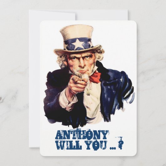 ユーモアたっぷりのヴィンテージ プロポーズ 招待状 (正面)