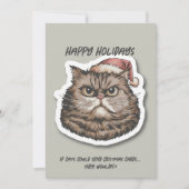ユーモアたっぷりの不機嫌な猫の皮肉なクリスマス休暇 シーズンカード (正面)