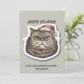 ユーモアたっぷりの不機嫌な猫の皮肉なクリスマス休暇 シーズンカード (スタンド正面)