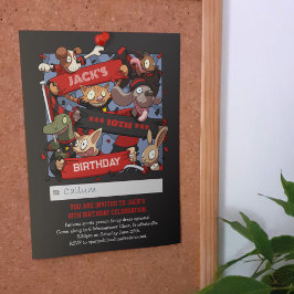 ユーモアたっぷりの動物ファンが誕生日ブラックレッドの名前を追加 招待状