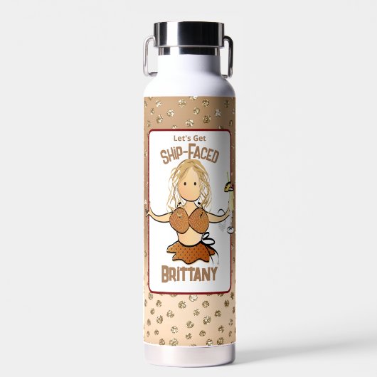 ユーモアたっぷりの女性向けカラフルビキニ グリッター パーティー ウォーターボトル (正面)