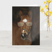 ユーモアたっぷりの子馬がシガーを吸うグリーティングカード カード (黄色い花)
