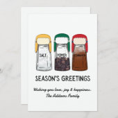 ユーモアたっぷりの季節のグリーティング フラット ホリデー カード (正面/裏面)
