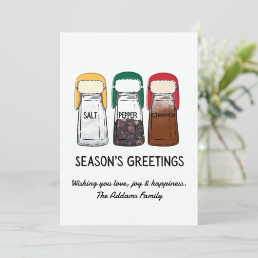 ユーモアたっぷりの季節のグリーティング フラット ホリデー カード (スタンド正面)