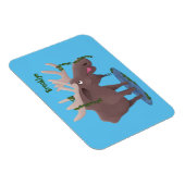 ユーモアたっぷりの幸せな鹿の漫画イラスト マグネット (右側)