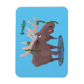 ユーモアたっぷりの幸せな鹿の漫画イラスト マグネット (縦)