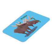 ユーモアたっぷりの幸せな鹿の漫画イラスト マグネット (左側)