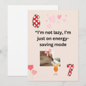 ユーモアたっぷりの怠け猫 エネルギー節約モード カード (正面/裏面)