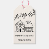 ユーモアたっぷりの手描きジンジャーブレッドハウス クリスマスパーティ ギフトタグ (正面)