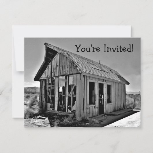 ユーモアたっぷりの新築祝い小屋招待状 招待状 (正面)