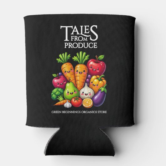 ユーモアたっぷりの果物と野菜の物語 おもしろい Produce Grocery 缶クーラー (裏面)