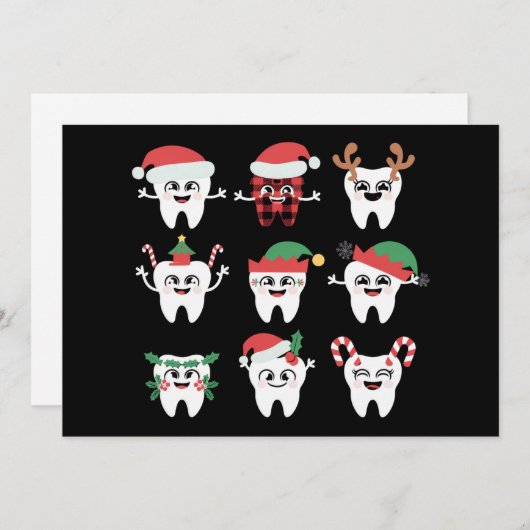 ユーモアたっぷりの歯科クリスマス歯 可愛いXmas 歯医者 シーズンカード (正面/裏面)
