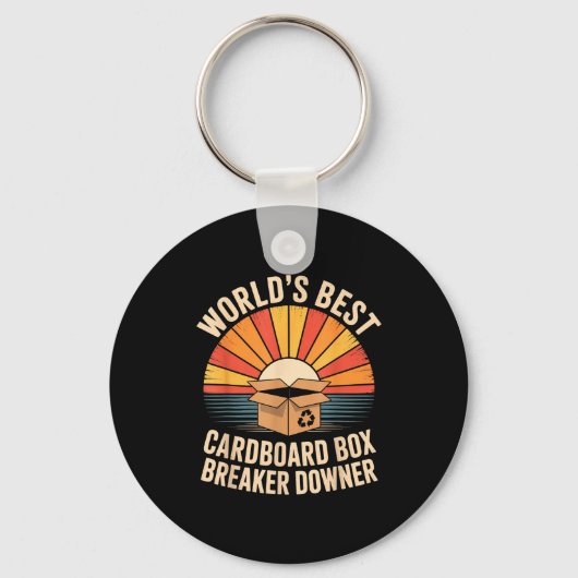 ユーモアたっぷりの段ボール箱破壊者 落ち込み ユーモアたっぷりのリサイクル キーホルダー (正面)