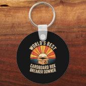 ユーモアたっぷりの段ボール箱破壊者 落ち込み ユーモアたっぷりのリサイクル キーホルダー (正面)