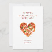 ユーモアたっぷりの水彩ハートピザラブバレンタインデー シーズンカード (正面)