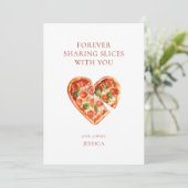 ユーモアたっぷりの水彩ハートピザラブバレンタインデー シーズンカード (スタンド正面)