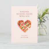 ユーモアたっぷりの水彩画のピザスライスのハートバレンタインデー シーズンカード (スタンド正面)