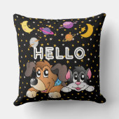 ユーモアたっぷりの漫画の黒い宇宙惑星の子供部屋 クッション (裏面)