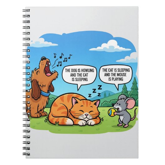 ユーモアたっぷりの漫画犬、猫、マウス ノートブック (正面)