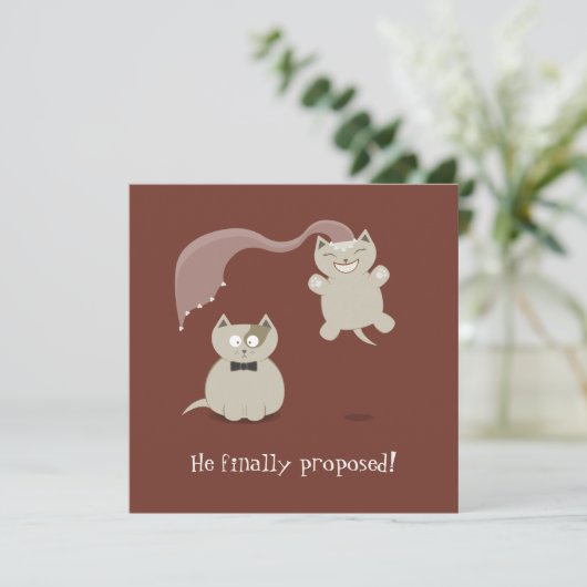 ユーモアたっぷりの漫画風ねこがお知らせする結婚式のご案内 セーブザデート (スタンド正面)