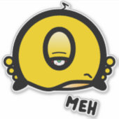 ユーモアたっぷりの片目カートゥーン「Meh」 シール (正面)