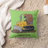 ユーモアたっぷりの牛がブルドーザーを運転する漫画 クッション (ブランケット)