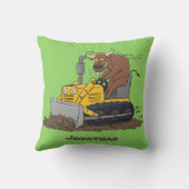 ユーモアたっぷりの牛がブルドーザーを運転する漫画 クッション (裏面)