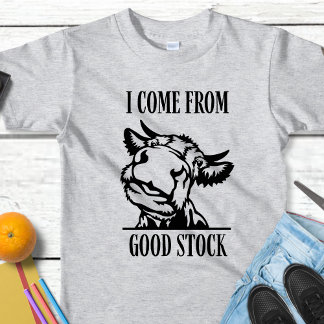 ユーモアたっぷりの牛のTシャツ 良い血統から生まれてきたよ ベビーTシャツ