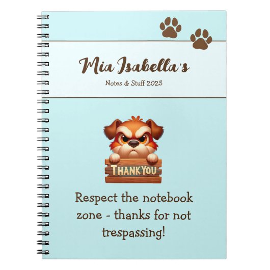 ユーモアたっぷりの犬の感謝ノート - カスタマイズ可能 ノートブック (正面)