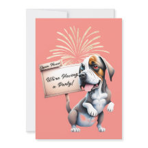 ユーモアたっぷりの犬の新年オープンハウスパーティー招待状