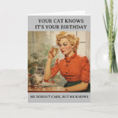 ユーモアたっぷりの猫があなたの誕生日を知っている カード (正面)
