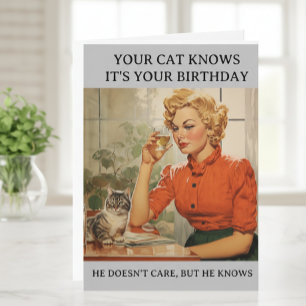 ユーモアたっぷりの猫があなたの誕生日を知っている カード