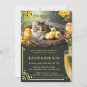 ユーモアたっぷりの猫 イースターの卵はなしでバブルとブランチ 招待状 (正面)